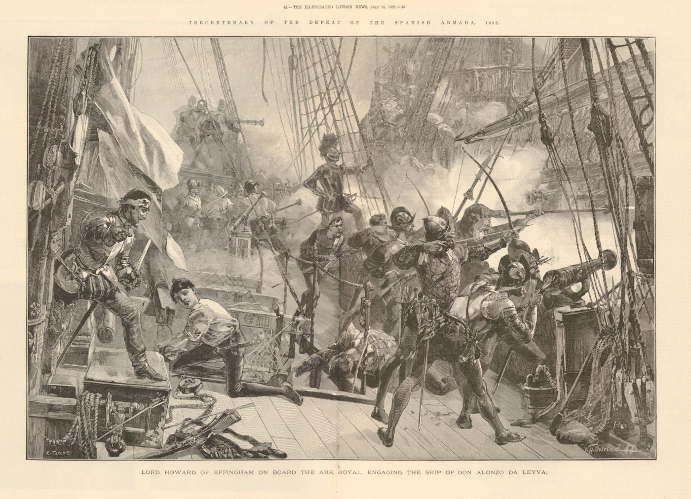 Spanish Armada 1588: Lord Howard of Effingham Ark Royal Don Alonzo da Leyva 1888